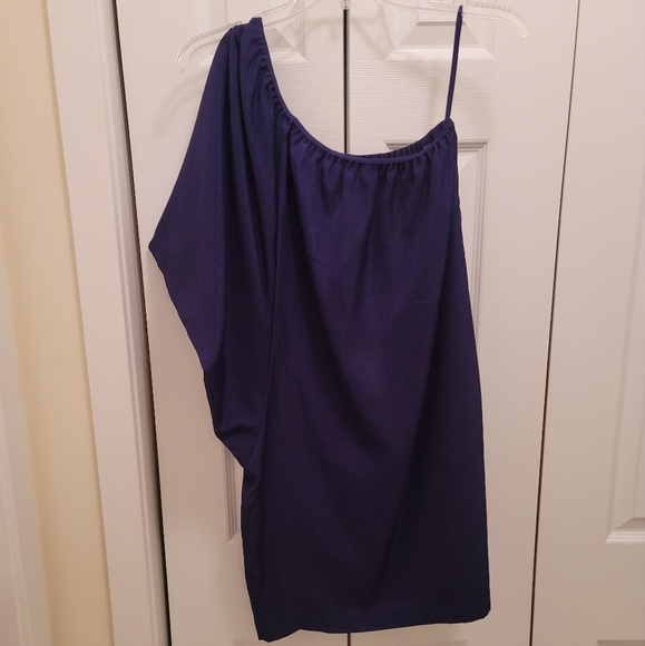 Asymmetrical One Shoulder Mini Dress - Picture 2 of 6
